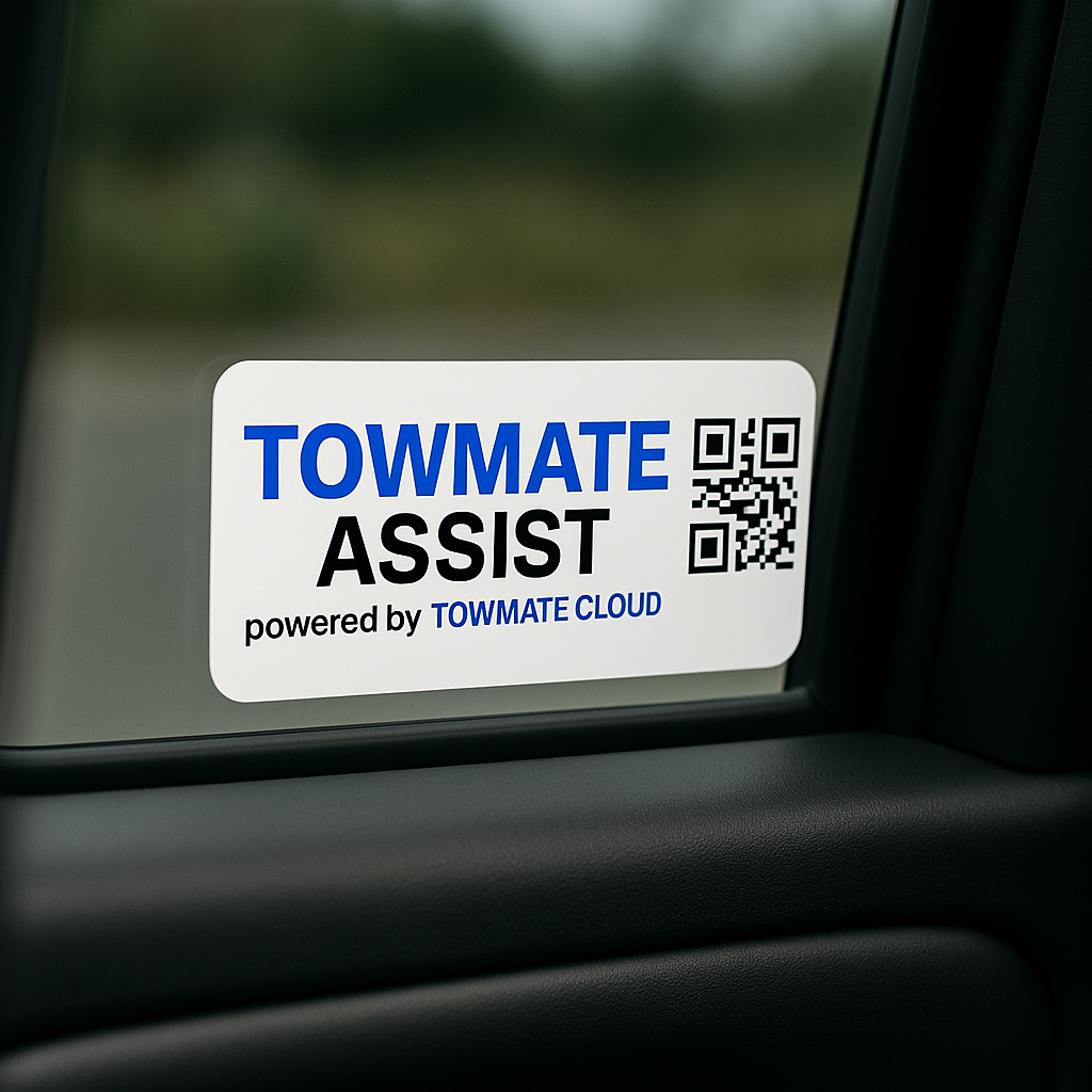 TowMate Assist QR window sticker